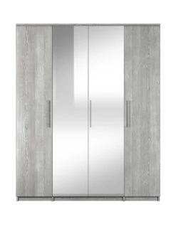 Very Home Home Essentials - Prague 4 Door Mirrored Wardrobe - FSC® Certified -FurniHaven Shop 2BJ3D SQ2 0000000005 GREY SLf