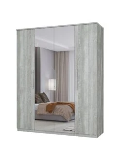 Very Home Home Essentials - Prague 4 Door Mirrored Wardrobe - FSC® Certified -FurniHaven Shop 2BJ3D SQ3 0000000005 GREY SLa