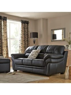 Portland 3 Seater Leather Sofa -FurniHaven Shop 2CKVA SQ2 0000000004 BLACK RSr