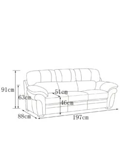 Portland 3 Seater Leather Sofa -FurniHaven Shop 2CKVA SQ7 0000000004 BLACK DGy