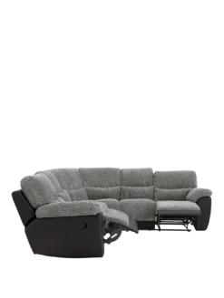Sienna Fabric/Faux Leather Recliner Corner Group Sofa -FurniHaven Shop 2CLW3 SQ4 0000000004 BLACK SLa