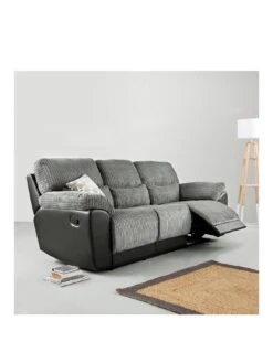 Sienna Fabric/Faux Leather 3 Seater Recliner Sofa 9 Sienna Fabric/Faux Leather 3 Seater Recliner Sofa -FurniHaven Shop 2CLW4 SQ2 0000000004 BLACK RSr