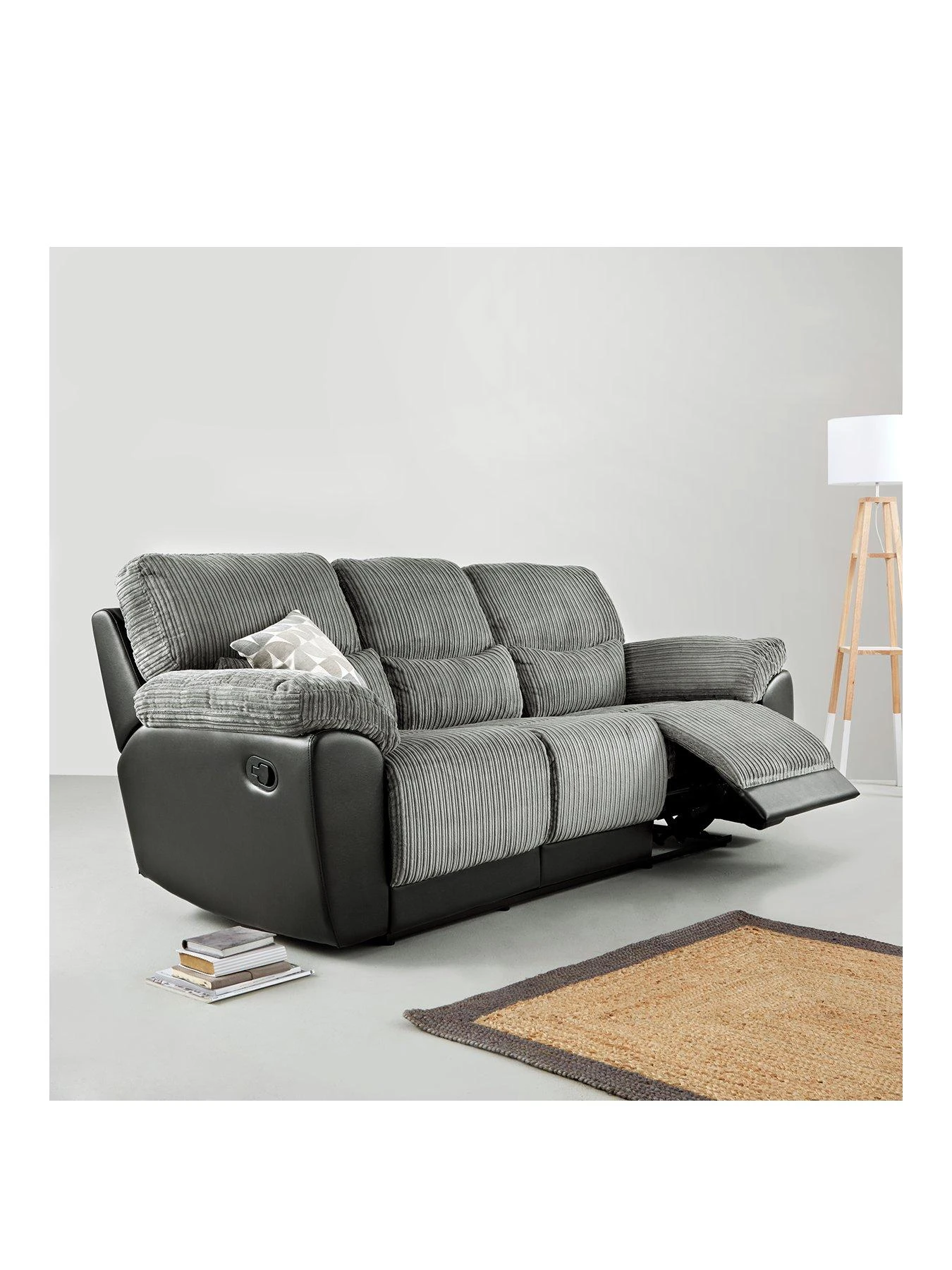 Sienna Fabric/Faux Leather 3 Seater Recliner Sofa 4 Sienna Fabric/Faux Leather 3 Seater Recliner Sofa - Image 2