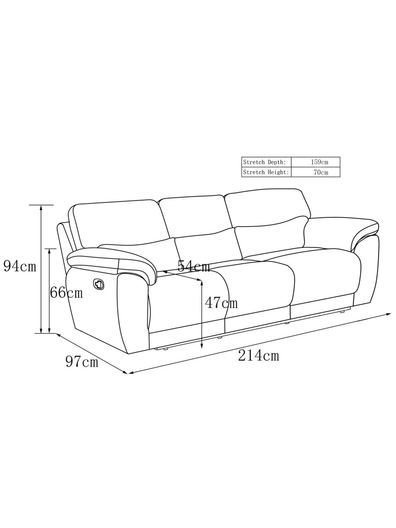 Sienna Fabric/Faux Leather 3 Seater Recliner Sofa 8 Sienna Fabric/Faux Leather 3 Seater Recliner Sofa - Image 6