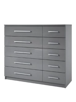 Very Home Prague Gloss 5 + 5 Wide Chest Of Drawers - FSC® Certified -FurniHaven Shop 369RQ SQ3 0000000563 GREY GLOSS SLa