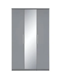 Very Home Prague Gloss 3 Door Mirrored Wardrobe - FSC® Certified -FurniHaven Shop 369RW SQ2 0000000563 GREY GLOSS SLf