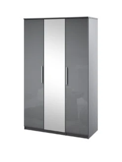 Very Home Prague Gloss 3 Door Mirrored Wardrobe - FSC® Certified -FurniHaven Shop 369RW SQ3 0000000563 GREY GLOSS SLa