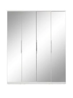 Very Home Prague 4-door Wardrobe With Mirrored Doors And Internal Chest Of 3 Drawers - FSC® Certified -FurniHaven Shop 3VHJX SQ2 0000000013 WHITE SLf