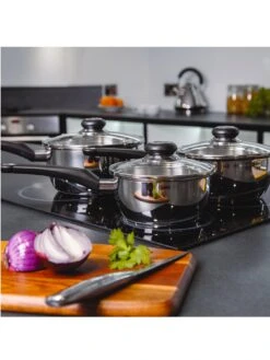 Morphy Richards 3-Piece Stainless Steel Pan Set -FurniHaven Shop 43NAN SQ3 0000000168 STAINLESS STEEL SLd3
