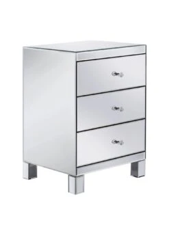 Very Home Parisian Mirrored 3 Drawer Ready Assembled Bedside Chest -FurniHaven Shop 4AAE4 SQ3 0000000099 N A SLa1