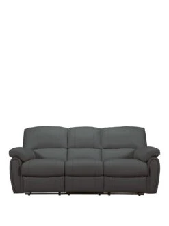 Leighton Leather/Faux Leather 3 Seater Recliner Sofa - Black