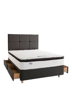 Silentnight Mirapocket Sophia Luxury Pillow Top Divan Bed (Includes Headboard!) -FurniHaven Shop 4QKTD SQ2 0000000237 EBONY SLf