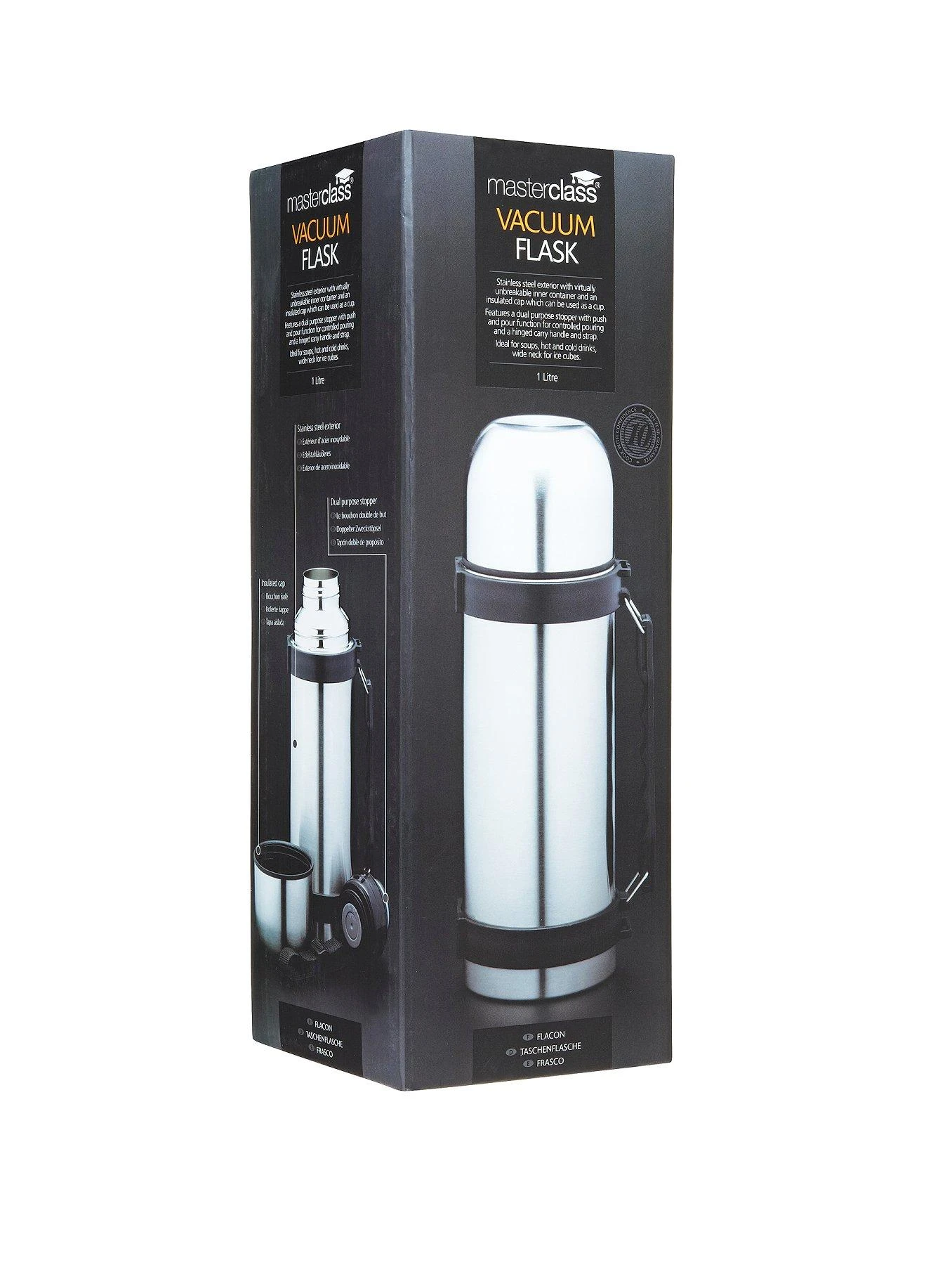 MasterClass Stainless Steel 1 Litre Vacuum Flask 4 MasterClass Stainless Steel 1 Litre Vacuum Flask - Image 2
