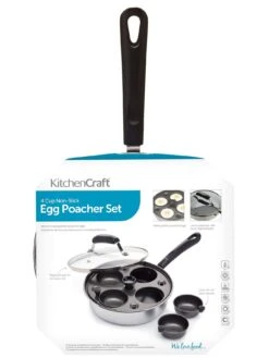 KitchenCraft Carbon Steel Non Stick Induction Safe 4-Cup Egg Poacher, 21 Cm -FurniHaven Shop K7PL9 SQ3 0000000088 NO COLOR SLd1