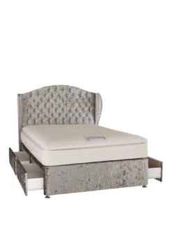 Luxe Collection From Airsprung Marilyn 1000 Pillowtop Divan Bed With Headboard And Storage Options -FurniHaven Shop KJKAX SQ2 0000000035 SILVER SLf