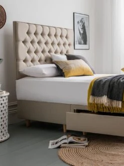 Silentnight Amalia Fabric Buttoned Padded Headboard - Available In 3 Colours -FurniHaven Shop KKM6W SQ4 0000000406 SANDSTONE SLd