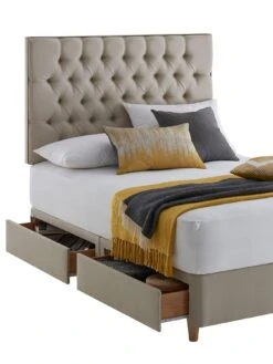 Silentnight Amalia Fabric Buttoned Padded Headboard - Available In 3 Colours -FurniHaven Shop KKM6W SQ5 0000000406 SANDSTONE SLd1