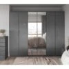 Very Home Prague Gloss 6 Door Mirrored Wardrobe - FSC® Certified -FurniHaven Shop KNHJF SQ1 0000000563 GREY GLOSS RSr