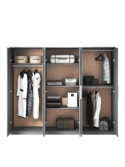 Very Home Prague Gloss 6 Door Mirrored Wardrobe - FSC® Certified -FurniHaven Shop KNHJF SQ4 0000000563 GREY GLOSS SLd
