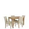 Very Home Home Essentials - Primo 120 Cm Dining Table + 4 Faux Leather Chairs -FurniHaven Shop KWTGE SQ1 0000000211 CREAM OAK SLf