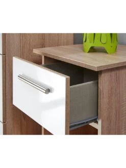 SWIFT Montreal Gloss 3-piece Ready Assembled Package – 2-Door Wardrobe, 3-Drawer Chest And Bedside Table -FurniHaven Shop LC7AE SQ3 0000000569 OAK WHITE GLOSS SLd