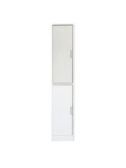 Lloyd Pascal Luna Hi-Gloss 2 Door Mirrored Bathroom Tallboy - White