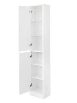Lloyd Pascal Luna Hi-Gloss 2 Door Mirrored Bathroom Tallboy - White -FurniHaven Shop LJRTK SQ3 0000000013 WHITE SLd1