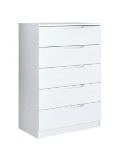 One Call Monaco Ready Assembled High Gloss 5 Drawer Chest -FurniHaven Shop LPHVF SQ3 0000000559 WHITE GLOSS SLa