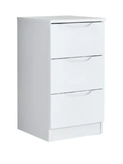 One Call Monaco Ready Assembled High Gloss 3 Drawer Bedside -FurniHaven Shop LPHVG SQ3 0000000559 WHITE GLOSS SLa