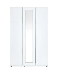 One Call Monaco Part Assembled High Gloss 3 Door Mirrored Wardrobe