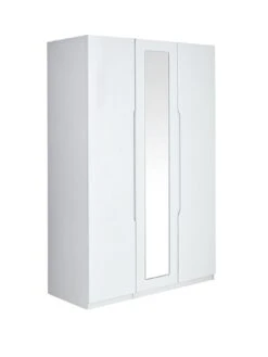 One Call Monaco Part Assembled High Gloss 3 Door Mirrored Wardrobe 10 One Call Monaco Part Assembled High Gloss 3 Door Mirrored Wardrobe -FurniHaven Shop LPHVP SQ3 0000000559 WHITE GLOSS SLa