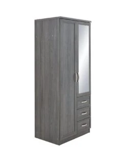 Very Home Camberley 2 Door, 3 Drawer Mirrored Wardrobe -FurniHaven Shop LPLLL SQ3 0000000558 DARK OAK SLa
