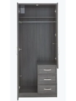 Very Home Camberley 2 Door, 3 Drawer Mirrored Wardrobe -FurniHaven Shop LPLLL SQ4 0000000558 DARK OAK SLd