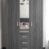 Very Home Camberley 3 Door, 3 Drawer Mirrored Wardrobe -FurniHaven Shop LPLM7 SQ1 0000000558 DARK OAK RSr