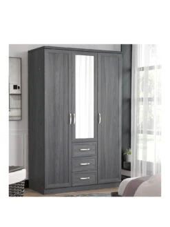 Very Home Camberley 3 Door, 3 Drawer Mirrored Wardrobe -FurniHaven Shop LPLM7 SQ3 0000000558 DARK OAK SLa