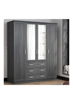 Very Home Camberley 4 Door, 3 Drawer Mirrored Wardrobe -FurniHaven Shop LPLMA SQ3 0000000558 DARK OAK SLa