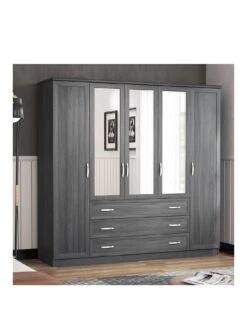Very Home Camberley 5 Door 3 Drawer Mirrored Wardrobe 7 Very Home Camberley 5 Door 3 Drawer Mirrored Wardrobe -FurniHaven Shop LPLMC SQ3 0000000558 DARK OAK SLa