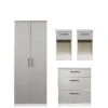 SWIFT Montreal Gloss 4 Piece Ready Assembled Package – 2 Door Wardrobe, 3 Drawer Chest And 2 Bedside Chests -FurniHaven Shop LQ3KT SQ1 0000009231 WHITE GREY GLOSS SLf
