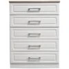 SWIFT Regent Ready Assembled 5 Drawer Chest - FSC® Certified -FurniHaven Shop LTHHD SQ1 0000000010 WHITE OAK SLf