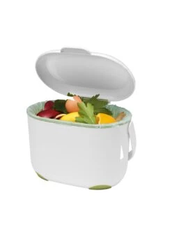 Addis Premium Food Waste Compost Caddy With 120 Compost Liners, White & Green -FurniHaven Shop LVRPP SQ3 0000000013 WHITE SLd1