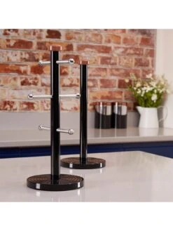Tower Linear Rose Gold Towel Pole And Mug Tree – Black -FurniHaven Shop M4EA6 SQ2 0000000004 BLACK SLd