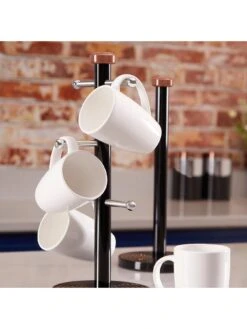 Tower Linear Rose Gold Towel Pole And Mug Tree – Black -FurniHaven Shop M4EA6 SQ3 0000000004 BLACK SLd1