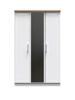 SWIFT Regent Part Assembled 3 Door Mirrored Wardrobe - FSC® Certified -FurniHaven Shop MDE7K SQ3 0000000010 WHITE OAK SLa