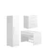 Little Acorns Portofino Cot Bed, Dresser And Single Wardrobe - White -FurniHaven Shop METXG SQ1 0000000013 WHITE SLf