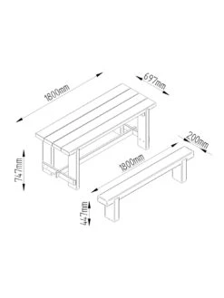 FOREST Refectory Garden Table And 2 Benches - 1.8m  -FurniHaven Shop MFTH7 SQ4 0000000088 NO COLOR SLd2