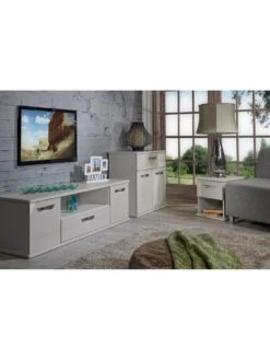 SWIFT Neptune Ready Assembled Grey High Gloss TV Unit - Fits Up To 65 Inch TV - FSC® Certified -FurniHaven Shop MQYUV SQ2 0000000563 GREY GLOSS RSr