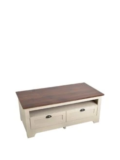 Very Home Devon Storage Coffee Table - Ivory/Walnut Effect -FurniHaven Shop MWTMY SQ3 0000000566 IVORY WALNUT SLa