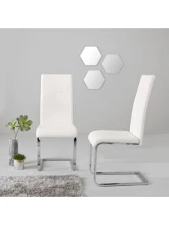 Very Home Pair Of Jet Faux Leather Cantilever Dining Chairs - White -FurniHaven Shop MX3UL SQ2 0000000013 WHITE RSr