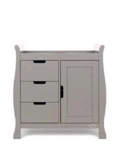 Obaby Stamford Space Saver Sleigh 3-Piece Nursery Room Set -FurniHaven Shop MXLDR SQ6 0000005355 TAUPE GREY SLd2