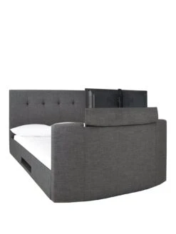 Very Home Avelon Fabric Side Lift Ottoman Storage TV Bed With Bluetooth, USB Chargers Mattress Options (Buy And SAVE!) -FurniHaven Shop MYLVT SQ2 0000003969 SLATE GREY SLf